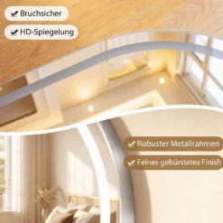 Badspiegel mit Beleuchtung 50 x 80 cm LED Badezimmerspiegel Oval Beschlagfreier Wandspiegel Silber