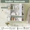Bad Spiegelschrank mit 3 Innenablagen & 6 Offenen Fächern Badschrank mit Spiegel Weiß