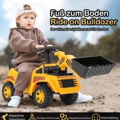 Bagger zum aufsitzen mit Verstellbarer Schaufel & Stauraum unter Sitz Sitzbagger Kinderbagger