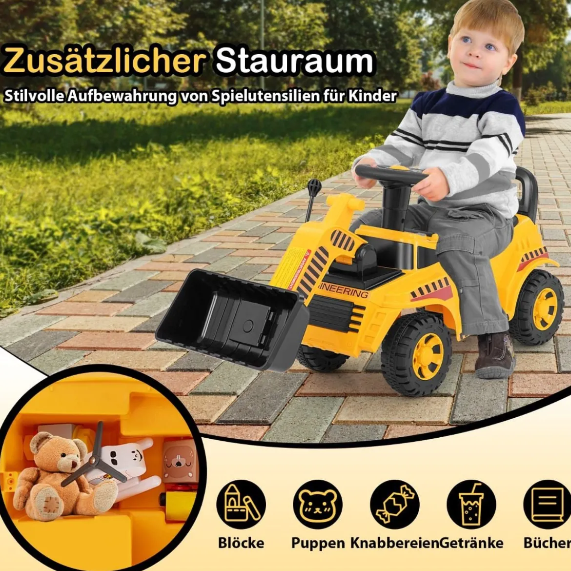 Bagger zum aufsitzen mit Verstellbarer Schaufel & Stauraum unter Sitz Sitzbagger Kinderbagger