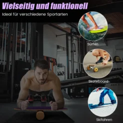 Balance Board aus Holz Balancebrett Balance Trainer Trickboard für zuhause inkl. Korkrolle