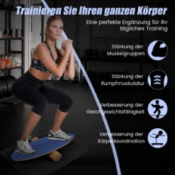Balance Board aus Holz Balancebrett Balance Trainer Trickboard für zuhause inkl. Korkrolle