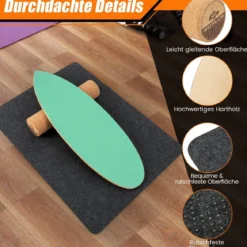 Balance Board aus Holz Balancebrett Balance Trainer Trickboard für zuhause inkl. Korkrolle