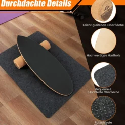 Balance Board aus Holz Balancebrett Balance Trainer Trickboard für zuhause inkl. Korkrolle