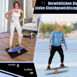 Balance Board aus Holz Balancebrett Balance Trainer Trickboard für zuhause inkl. Korkrolle
