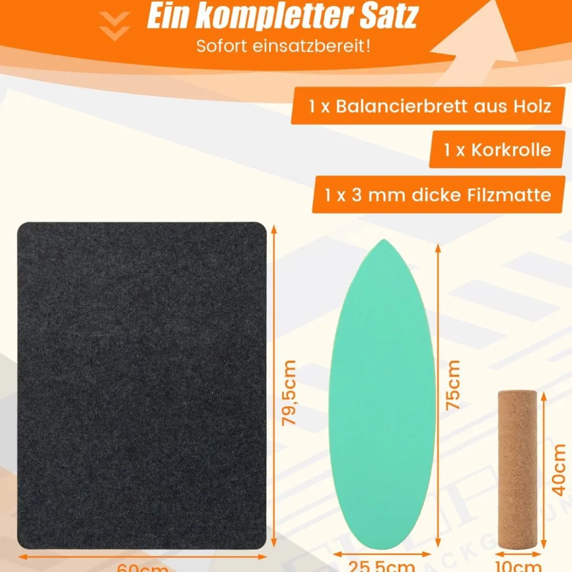Balance Board aus Holz Balancebrett Balance Trainer Trickboard für zuhause inkl. Korkrolle