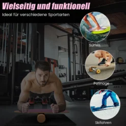 Balance Board aus Holz Balancebrett Balance Trainer Trickboard für zuhause inkl. Korkrolle