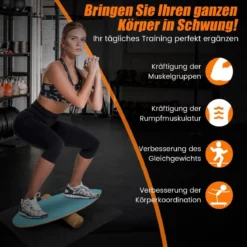 Balance Board aus Holz Balancebrett Balance Trainer Trickboard für zuhause inkl. Korkrolle