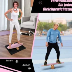 Balance Board aus Holz Balancebrett Balance Trainer Trickboard für zuhause inkl. Korkrolle