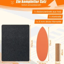 Balance Board aus Holz Balancebrett Balance Trainer Trickboard für zuhause inkl. Korkrolle