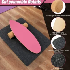 Balance Board aus Holz Balancebrett Balance Trainer Trickboard für zuhause inkl. Korkrolle