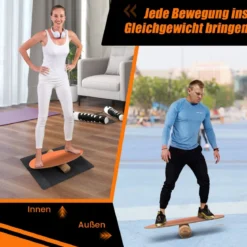 Balance Board aus Holz Balancebrett Balance Trainer Trickboard für zuhause inkl. Korkrolle