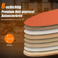 Balance Board aus Holz Balancebrett Balance Trainer Trickboard für zuhause inkl. Korkrolle
