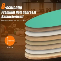 Balance Board aus Holz Balancebrett Balance Trainer Trickboard für zuhause inkl. Korkrolle