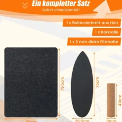 Balance Board aus Holz Balancebrett Balance Trainer Trickboard für zuhause inkl. Korkrolle