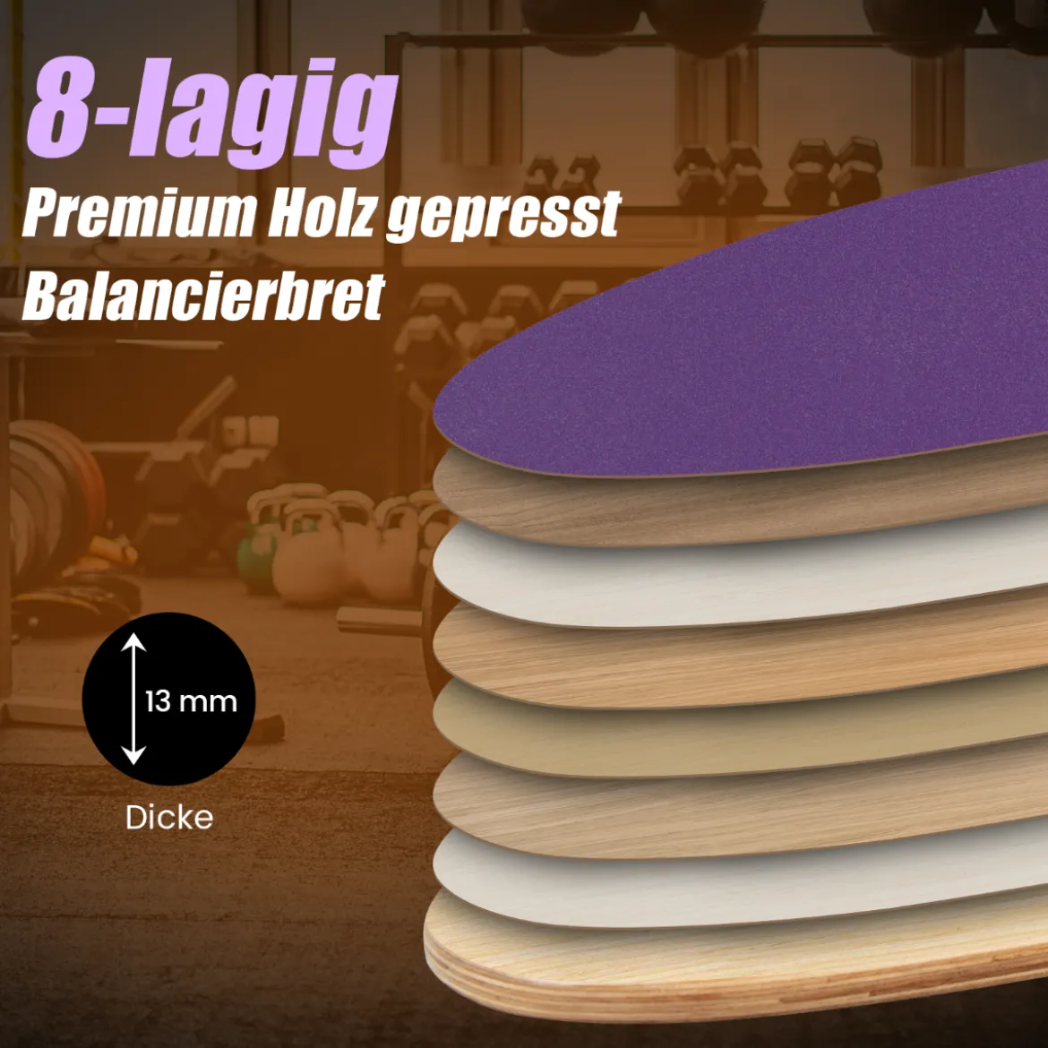 Balance Board aus Holz Balancebrett Balance Trainer Trickboard für zuhause inkl. Korkrolle