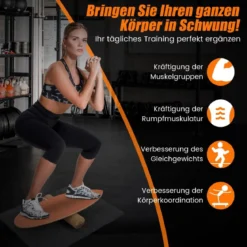 Balance Board aus Holz Balancebrett Balance Trainer Trickboard für zuhause inkl. Korkrolle
