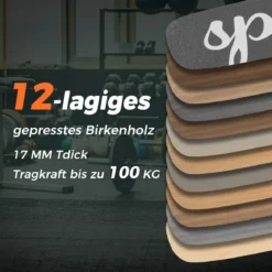 Balance Board 17 mm Waveboard mit 10 cm Korkrolle Surfbrett aus Birkenholz bis 100 kg Belastbar