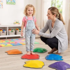 Balanciersteine für Kinder ab 3 Jahren 6-teilig Trittsteine mit Rutschfester TPE-Unterlage Stapelbar
