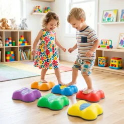 Balanciersteine für Kinder ab 3 Jahren 6er Set Stapelbar Trittsteine mit Abgerundeten Kanten