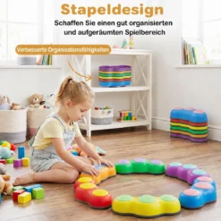Balanciersteine für Kinder ab 3 Jahren 6 Stück Rutschfeste Stapelsteine mit Polster aus TPE