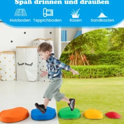 Balanciersteine für Kinder Rutschfeste Stapelsteine Flusssteine Stepping Stones bis 80 kg Belastbar Rund