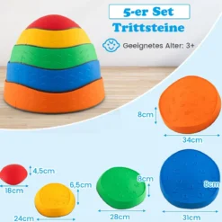 Balanciersteine für Kinder Rutschfeste Stapelsteine Flusssteine Stepping Stones bis 80 kg Belastbar Rund