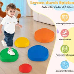 Balanciersteine für Kinder Rutschfeste Stapelsteine bis 80 kg Belastbar Flusssteine Bunt Pentagon