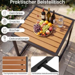Balkonmöbel Set mit 2 Stühle & Beistelltisch & Weicher Kissen Sitzgruppe Lounge Set Beige