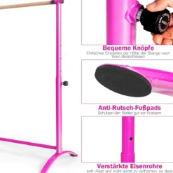 Ballettstange freistehend Ballet Bar 4 fach höhenverstellbar 121 x 64 x 100-130 cm Rosa