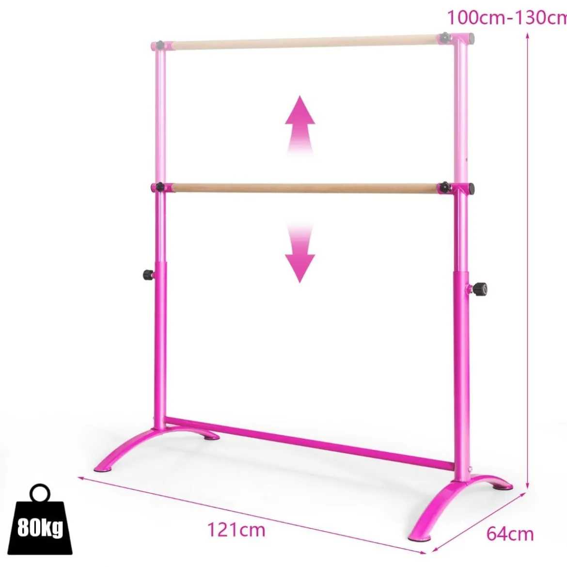 Ballettstange freistehend Ballet Bar 4 fach höhenverstellbar 121 x 64 x 100-130 cm Rosa