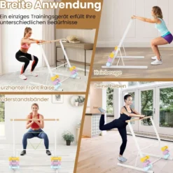 Ballettstange freistehend Ballett Barre mit Metallrahmen & Hantelständer 97 x 86 x 94 cm Weiß