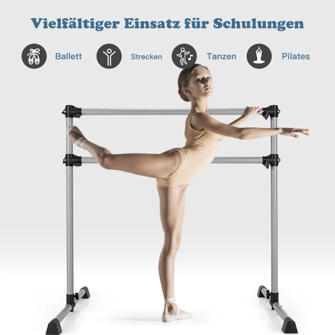 Ballettstange verstellbare freistehende tragbare Fitness Ballettstange Silber