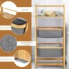 Bambus Leiteregal mit 2 Körben & A-förmigem Rahmen Wäscheregal 44 x 34 x 98 cm Grau