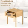 Bambus Nachttisch mit Schublade aus Gehärtetem Glas Nachtschrank Beistelltisch Natur