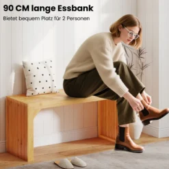 Bambus Sitzbank für 2 Personen Bauernhaus Moderner Bank ohne LehneBlastbar bis 300kg