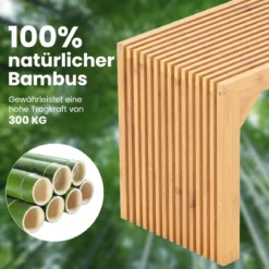 Bambus Sitzbank für 2 Personen Bauernhaus Moderner Bank ohne LehneBlastbar bis 300kg