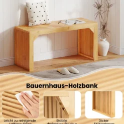 Bambus Sitzbank für 2 Personen Bauernhaus Moderner Bank ohne LehneBlastbar bis 300kg
