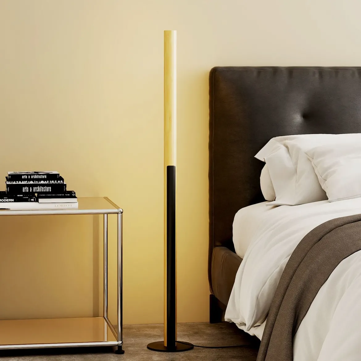 Bambus-Stehlampe dimmbare LED-Ecklampe mit Fußschalter 3000K-6000K 122 cm Natur