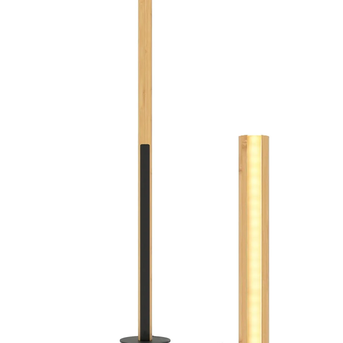 Bambus-Stehlampe dimmbare LED-Ecklampe mit Fußschalter 3000K-6000K 122 cm Natur