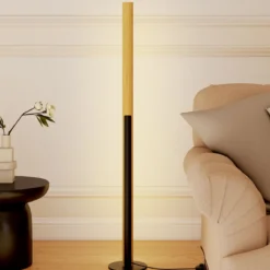 Bambus-Stehlampe dimmbare LED-Ecklampe mit Fußschalter 3000K-6000K 122 cm Natur