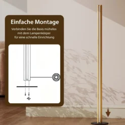 Bambus-Stehlampe dimmbare LED-Ecklampe mit Fußschalter 3000K-6000K 122 cm Natur