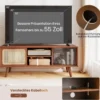 Bambus TV Schrank mit Rattan- & Glasschiebetür TV Lowboard Fernsehtisch Fernsehschrank Braun