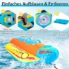 Bananenboot für 3 Personen Towable Tube mit 3 Eva-gepolsterten Sitzen und Griffen 252 x 108 x 51 cm