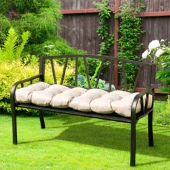 Bankauflage für Gartenbank 132 x 49 x 15 cm Sitzkissen aus PP-Baumwolle Beige