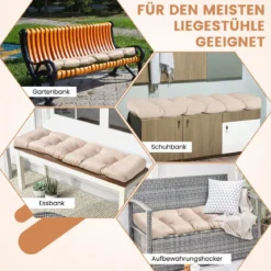 Bankauflage für Gartenbank 132 x 49 x 15 cm Sitzkissen aus PP-Baumwolle Beige