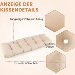 Bankauflage für Gartenbank 132 x 49 x 15 cm Sitzkissen aus PP-Baumwolle Beige