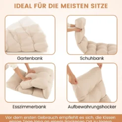 Bankauflage für Gartenbank 132 x 49 x 15 cm Sitzkissen aus PP-Baumwolle Beige