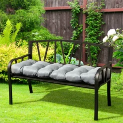 Bankauflage für Gartenbank 132 x 49 x 15 cm Sitzkissen aus PP-Baumwolle Grau