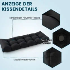 Bankauflage für Gartenbank 132 x 49 x 15 cm Sitzkissen aus PP-Baumwolle Schwarz